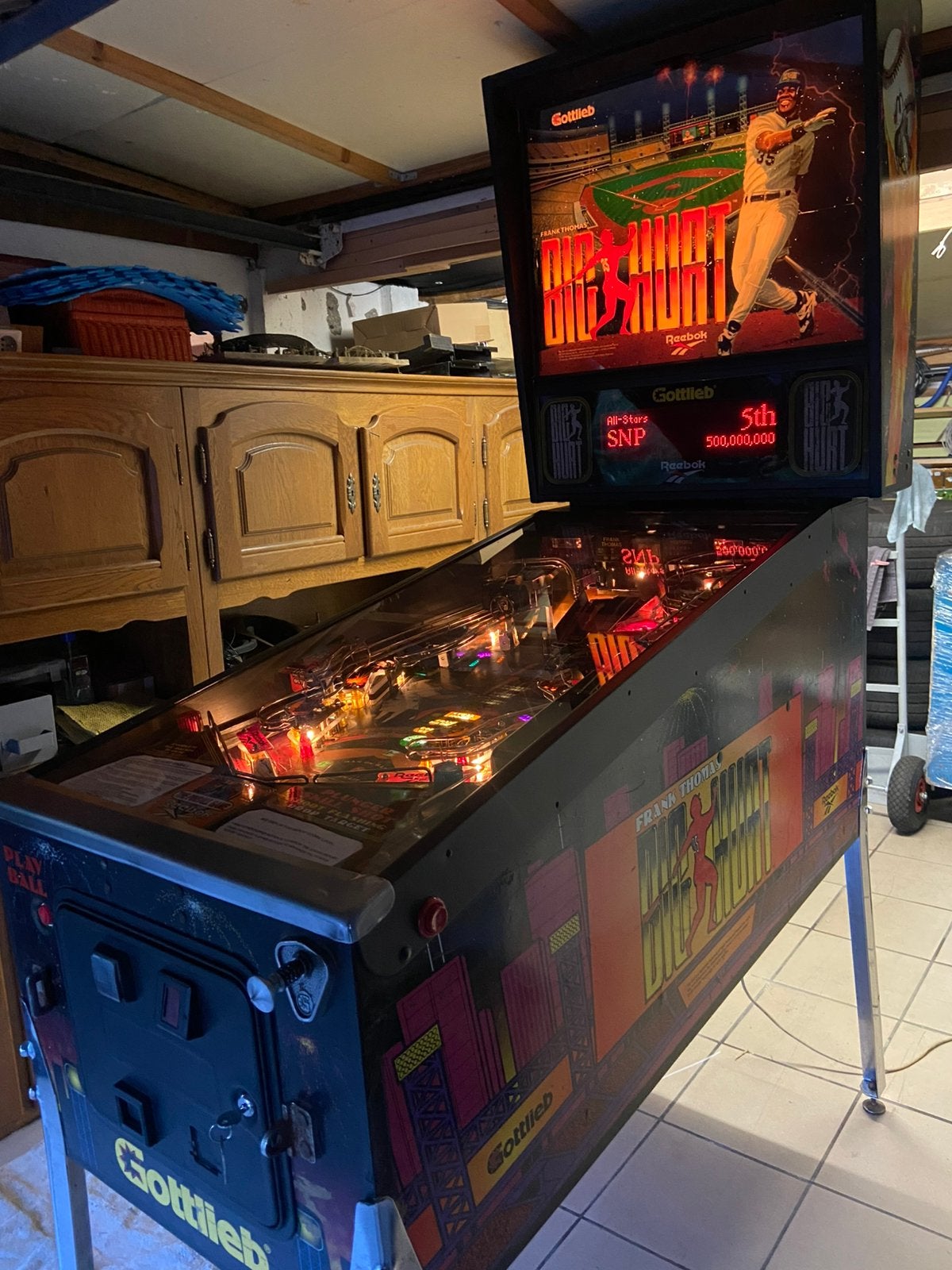Flipperkast big hurt, Flipper (jeu), Gottlieb, Enlèvement, Imprimante matricielle