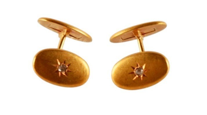 Een paar 18 kt geelgouden manchetknopen, Bijoux, Sacs & Beauté, Boutons de manchette, Enlèvement
