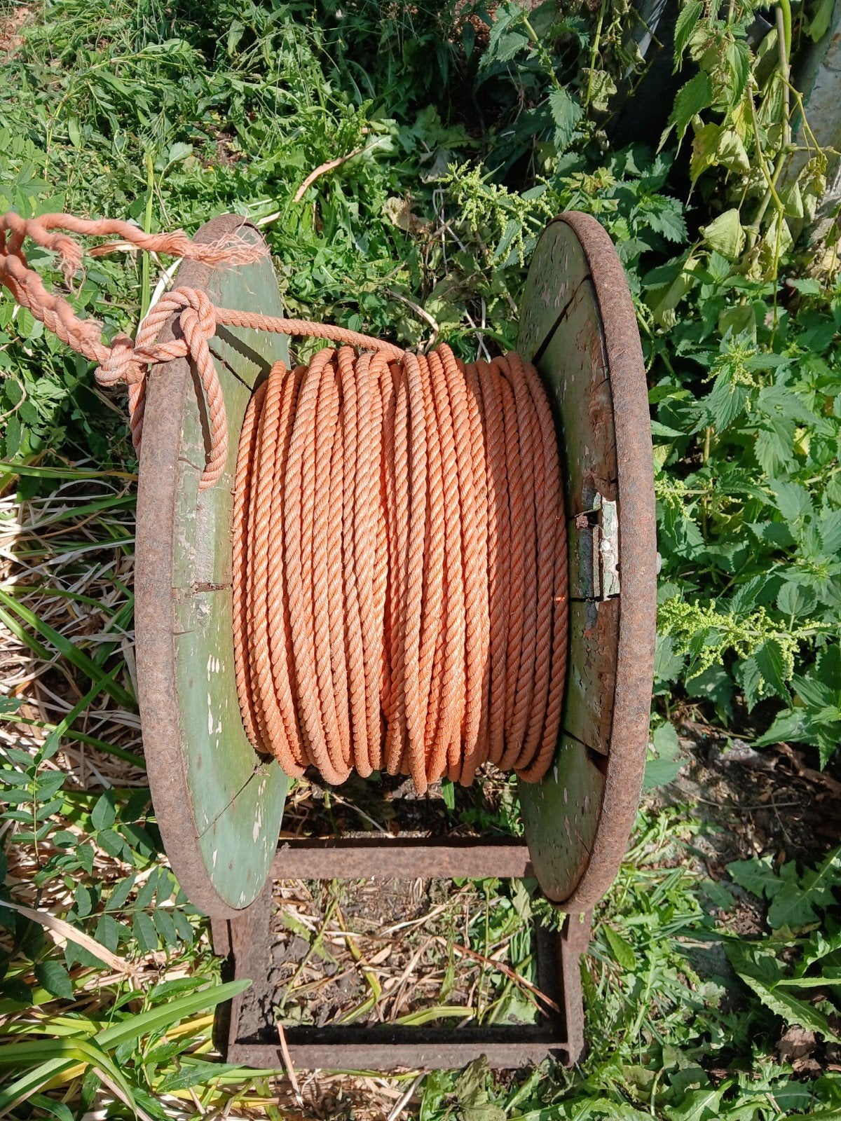 Bobijn met 140 meter nylon koord, Ophalen, Gebruikt