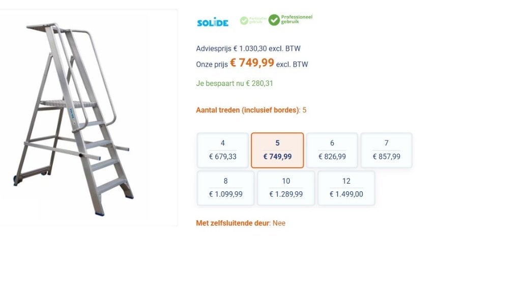 trapladder, Ophalen, Zo goed als nieuw, Ladder, Opvouwbaar of Inschuifbaar