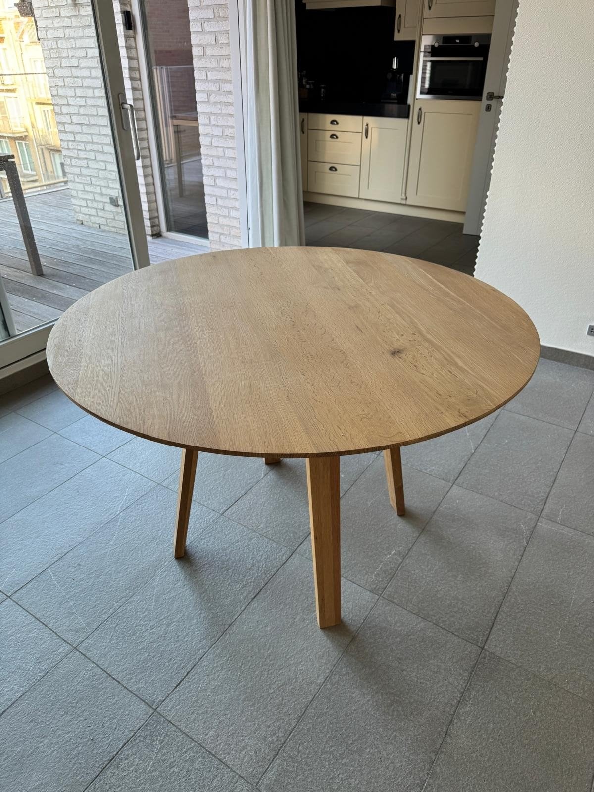 houten ronde tafel, Huis en Inrichting, Tafels | Eettafels, Ophalen, Gebruikt, Rond, Vier personen