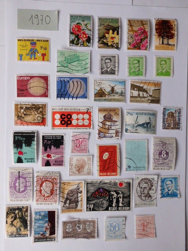 Gestempelde postzegels België - periode 1970-1979 (571st.), Enlèvement ou Envoi, Sans enveloppe, Affranchi, Timbre-poste