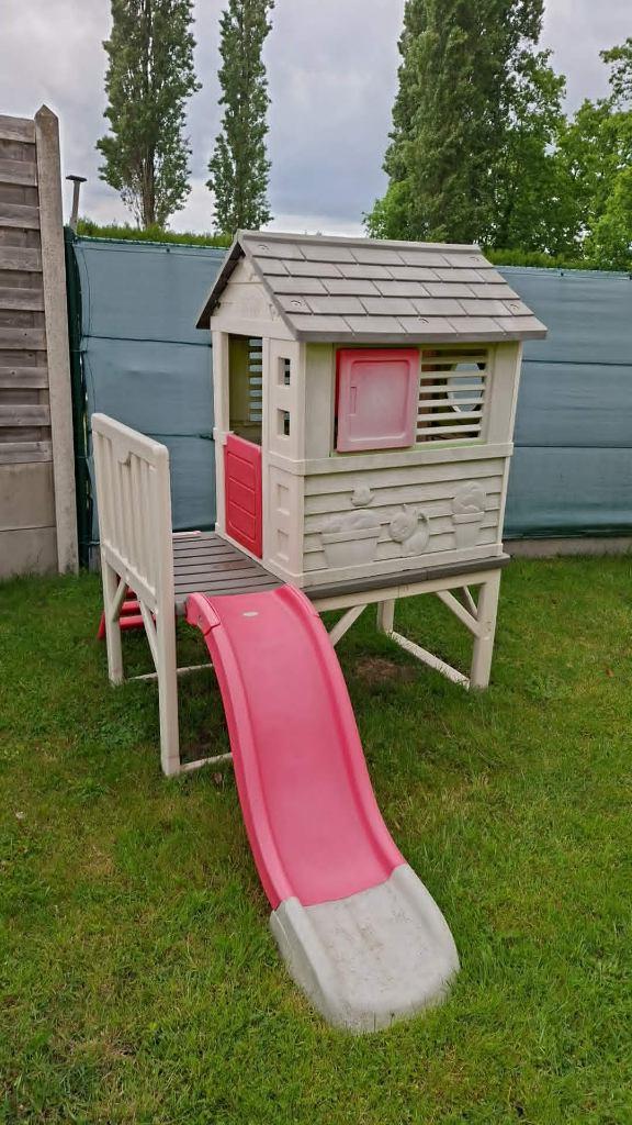 speelhuisje met glijbaan - GRATIS, Ophalen, Gebruikt, Kunststof