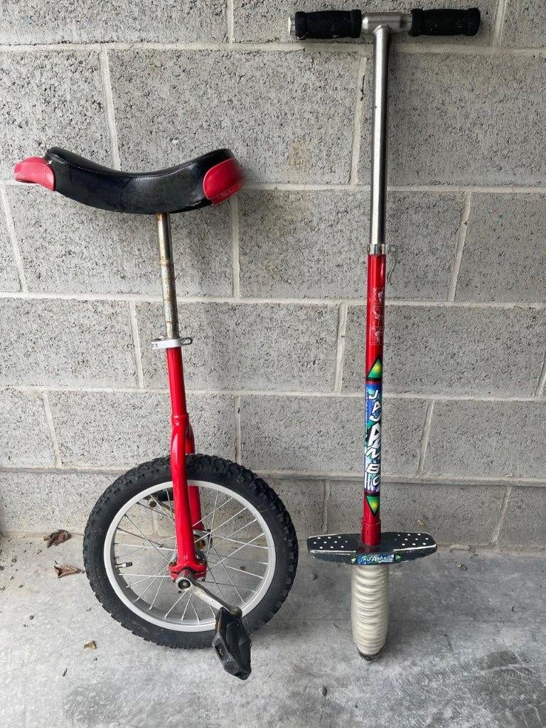 Rode eenwieler  & Springstok, Fietsen en Brommers, Fietsen | Eenwielers, Gebruikt, Velgrem, Ophalen