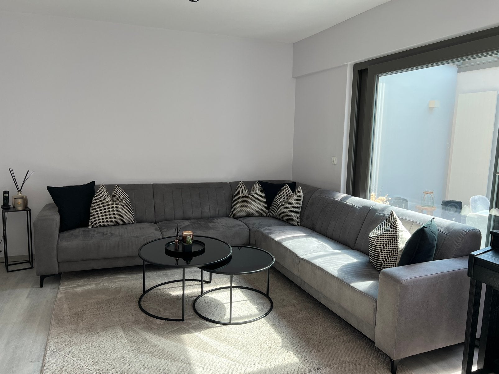 Luxueuze grote hoekzetel, hoogwaardige stof, nieuwprijs€4699, Ophalen, Zo goed als nieuw, Stof