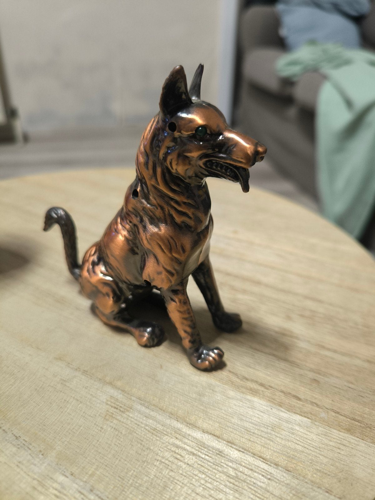 Briquet de table vintage Chien Berger Allemand  Métal cuivré, Enlèvement ou Envoi, Briquet