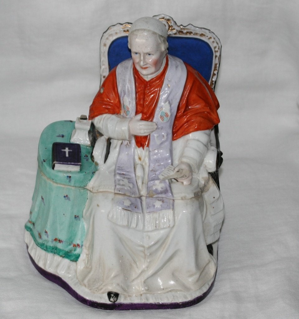 Antiek porselein beeld (pot) paus Pius IX - 19de eeuw, Antiek en Kunst, Antiek | Porselein, Ophalen of Verzenden