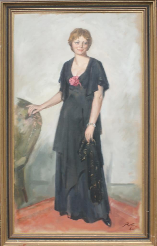 Robert Van Cauwenberghe (1905-1985): Elegante dame (54x89cm), Antiek en Kunst, Kunst | Schilderijen | Klassiek, Ophalen of Verzenden