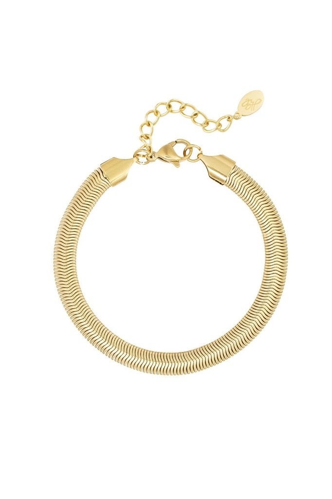 Armband plat grof - Goud kleur-6.0MM, Ophalen of Verzenden, Nieuw, Goud, Goud