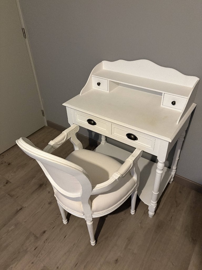 landelijk bureautje maison du monde met bijpassende stoel, Huis en Inrichting, Gebruikt, 76 cm, Secretaire, 80 cm