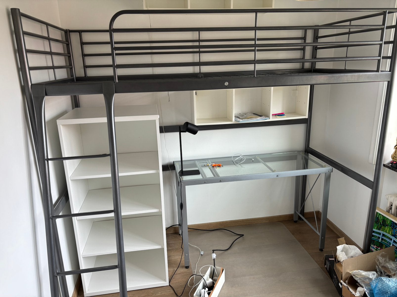 Lit Mezzanine Ikea Svarta (+ bureau + armoire)., Maison & Meubles, Enlèvement, Comme neuf, Lit mezzanine