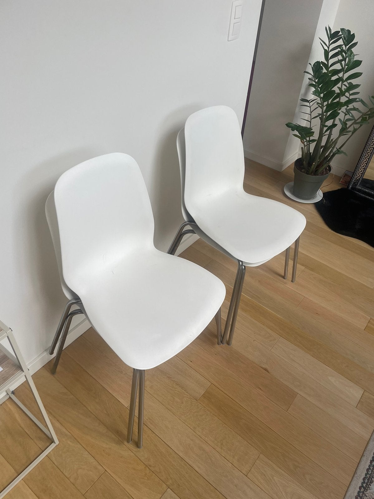 Lot de 4 chaises, Enlèvement, Utilisé, Métal, Blanc