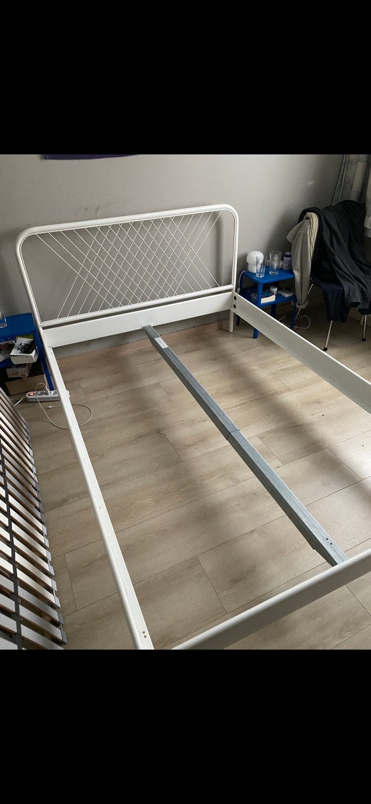 Bedframe + 2 bijhorende lattoflexen te koop, Ophalen, Wit, Tweepersoons, 140 cm