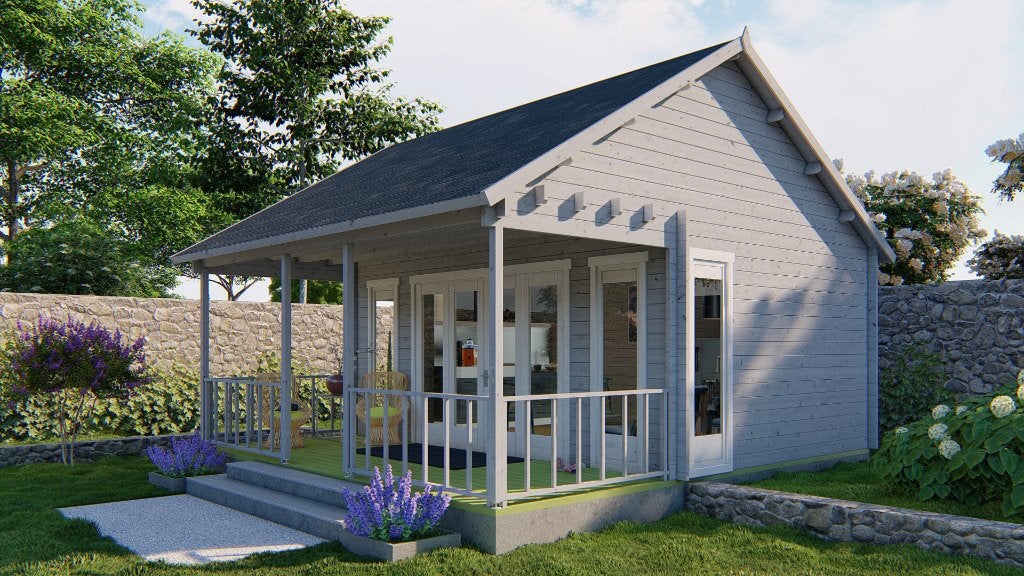 Blokhut - Tuinhuis Olaug | 44 mm | vuren onbehandeld, Verzenden, Nieuw