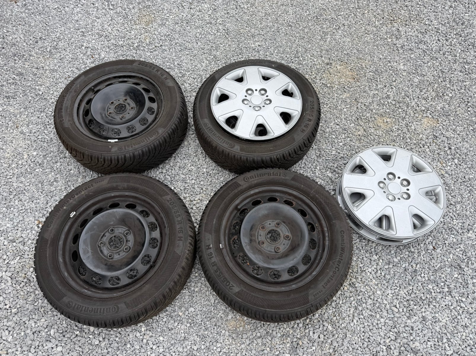 4 jantes avec pneus hiver 5x112, Ophalen, Gebruikt, 16 inch, Banden en Velgen