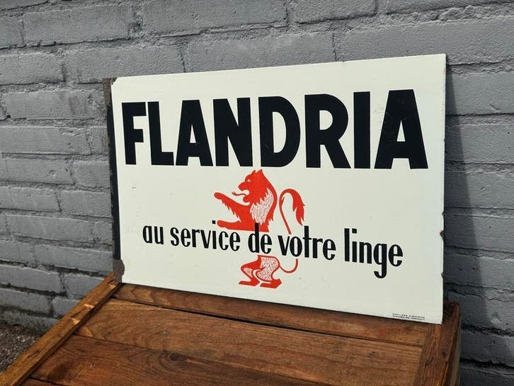 Vintage Flandria Emaille Reclamebord, Antiek en Kunst