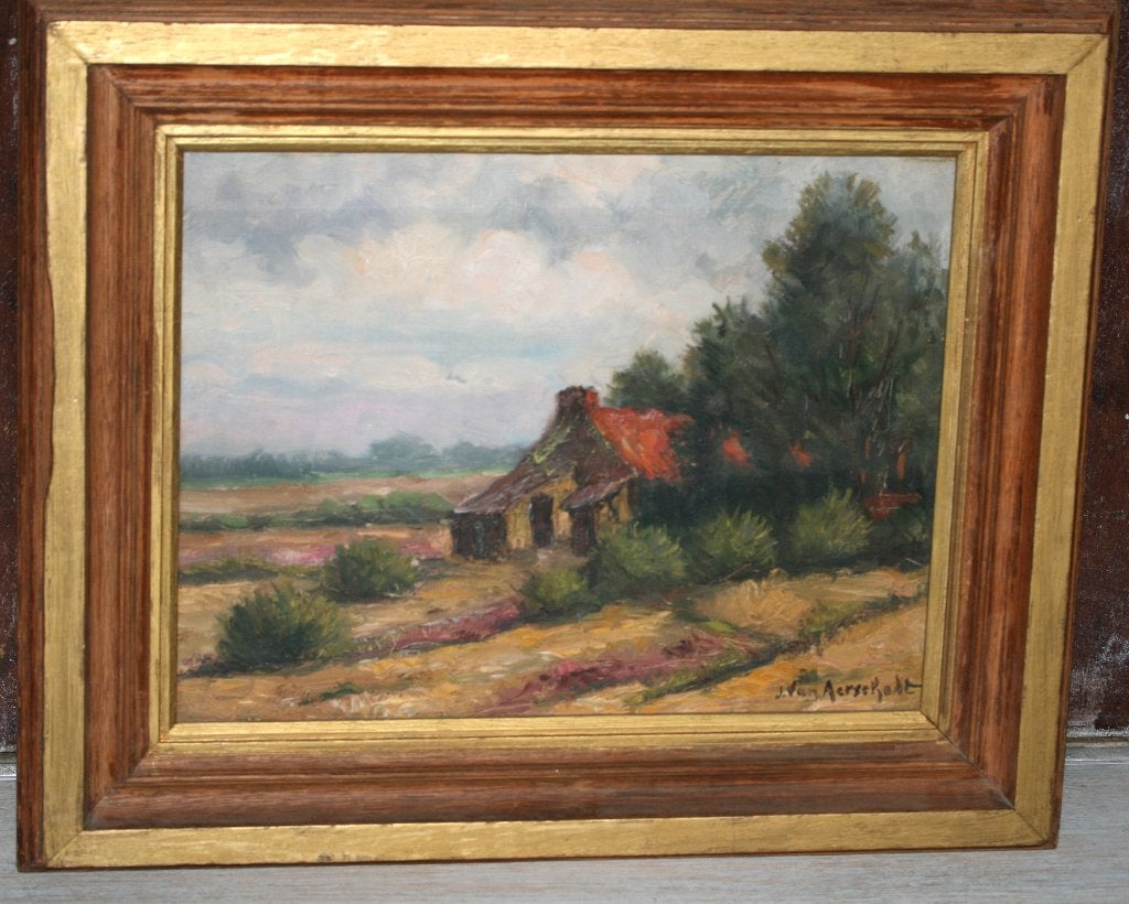 Jules Van Aerschodt (1930) Schilderij Olie op doek, Antiek en Kunst, Ophalen of Verzenden, Gesigneerd, Olieverf, Doek