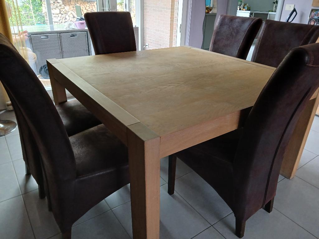 Volledig massief eikenhouten eetkamer, Ophalen, Gebruikt, Chêne massif, 4 tot 6 stoelen