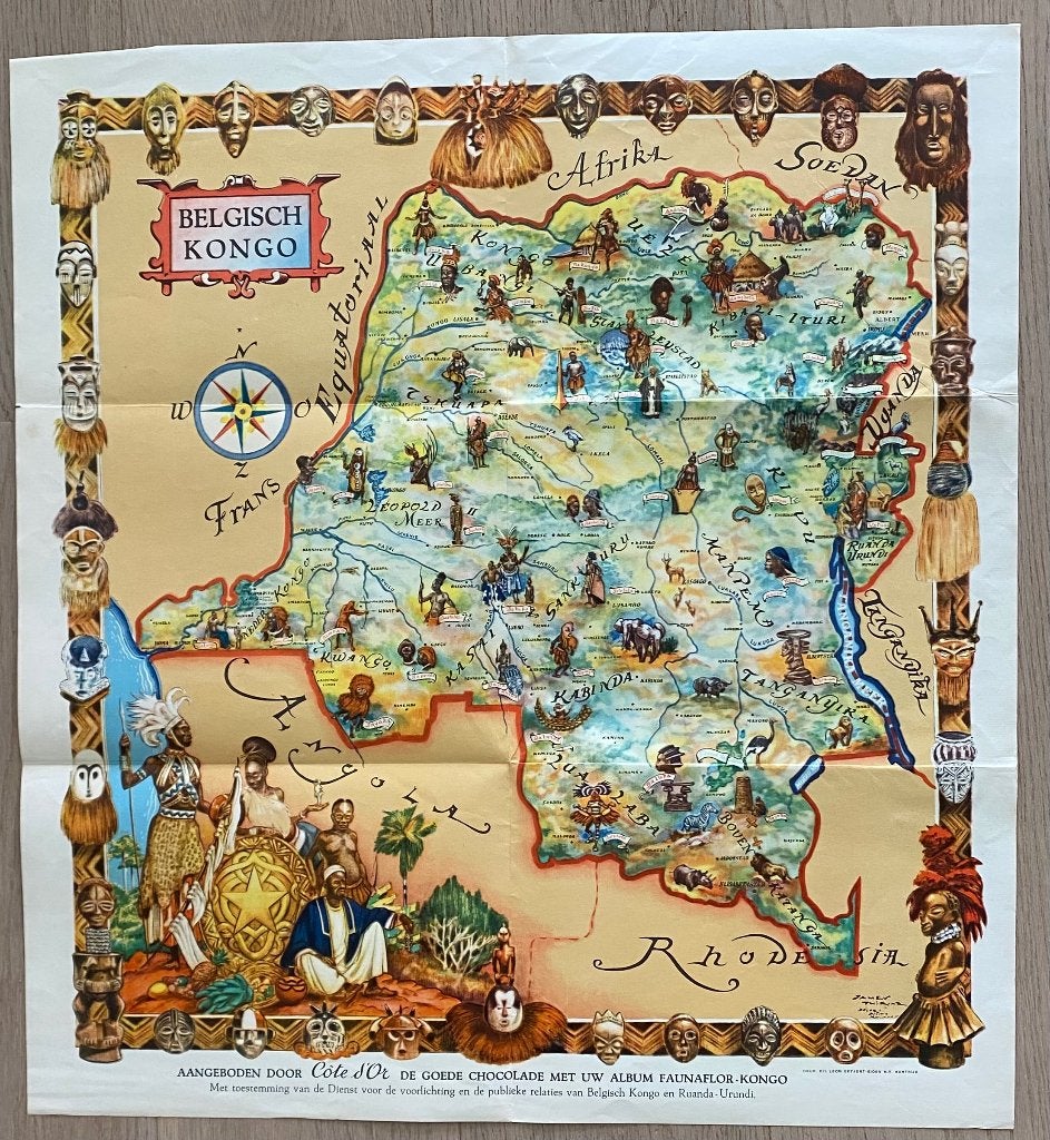 Poster Belgisch Kongo - J.Thiriar - 1951, Ophalen of Verzenden