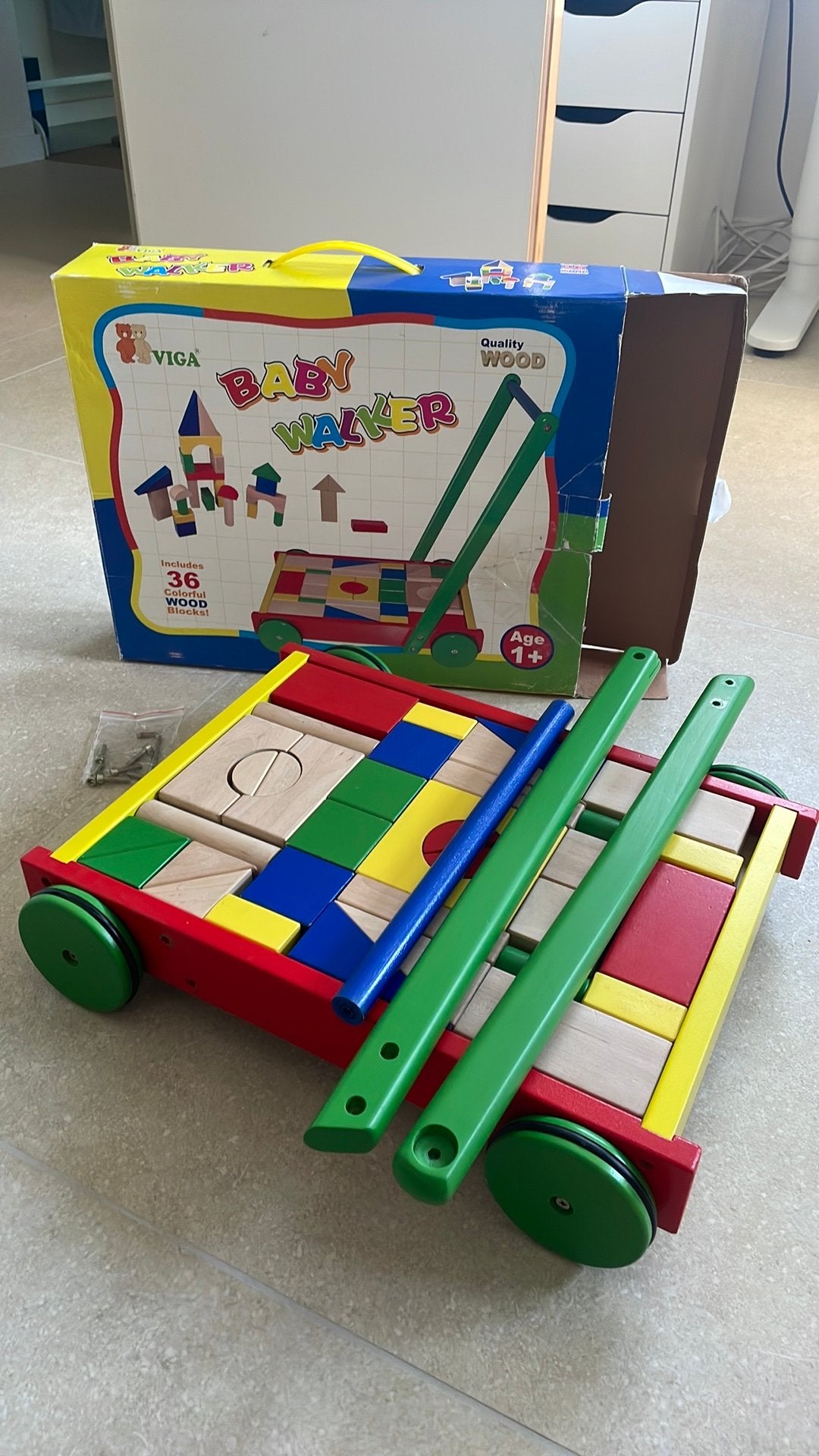 Babay walker met blokken, Kinderen en Baby's, Ophalen, Nieuw, Rij- of Hobbelspeelgoed