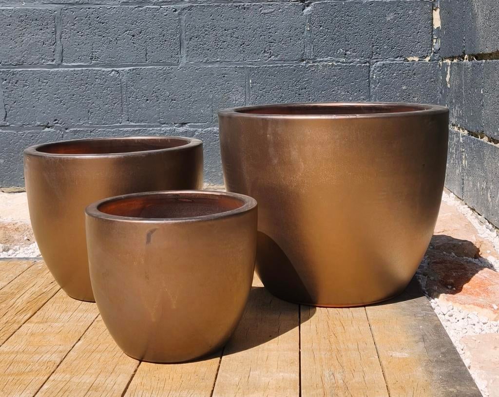 Splinternieuwe Bronze Terracotta Bloempotten Set (3 stuks), Jardin & Terrasse, Pots de fleurs, Enlèvement, Neuf, Terracotta, Intérieur