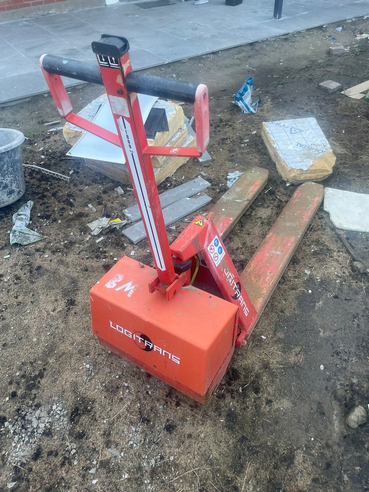 Transpalet met battarij 1000 kg drager naar boven, Ophalen, Gebruikt
