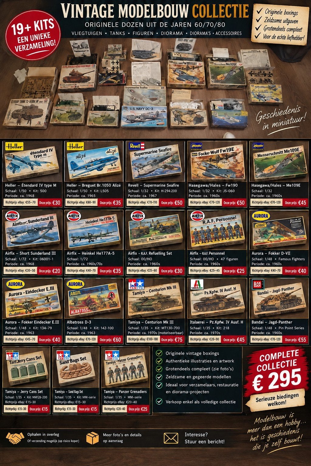23 vintage modelbouw vliegtuigen en tanks, Hobby en Vrije tijd, Ophalen of Verzenden, Zo goed als nieuw, Heller