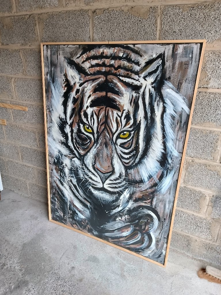 Tableau Art moderne - Tigre xxl 145/105cm, Antiek en Kunst, Kunst | Schilderijen | Modern, Ophalen, Gelimiteerde oplage, Hout