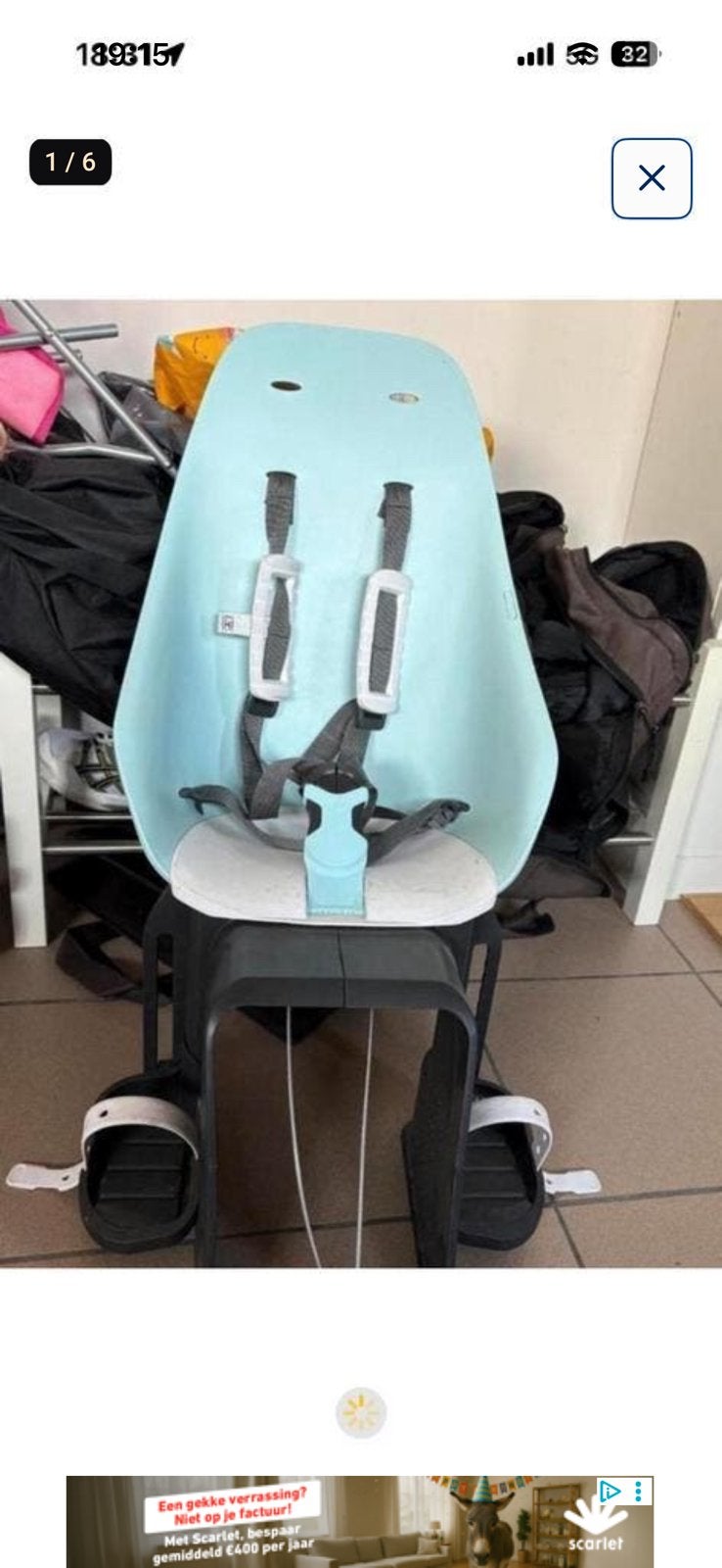 fietsstoeltje Urban Iki, Ophalen, Achterzitje, 9 t/m 36 kg, Gebruikt