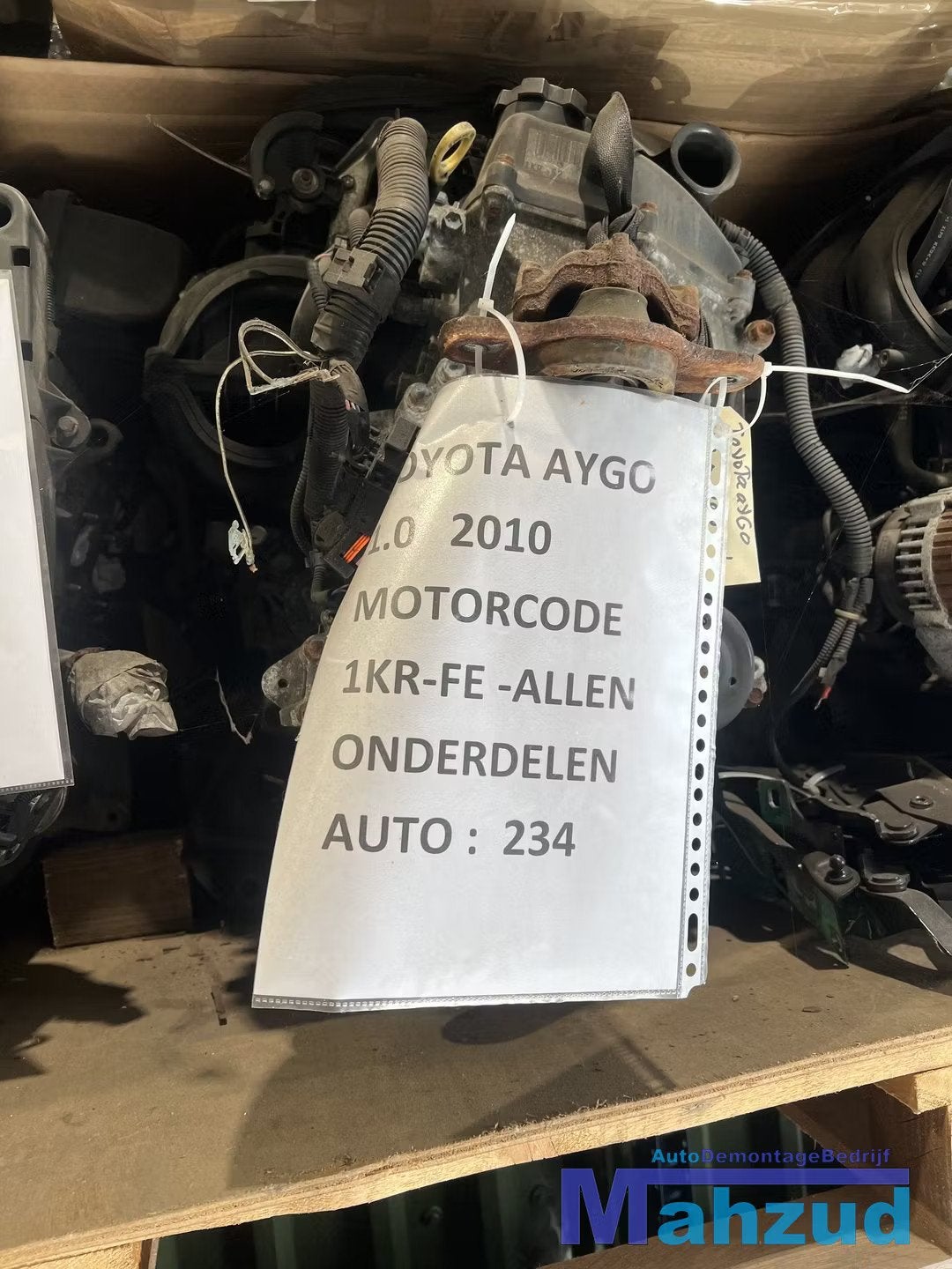 TOYOTA AYGO C1 107 1.0 1KRFE Motor in onderdelen, Info@toyota.co.jp, Gebruikt, Toyota Motor Corporation, Toyota-Cho 1
471-8571  Toyota City