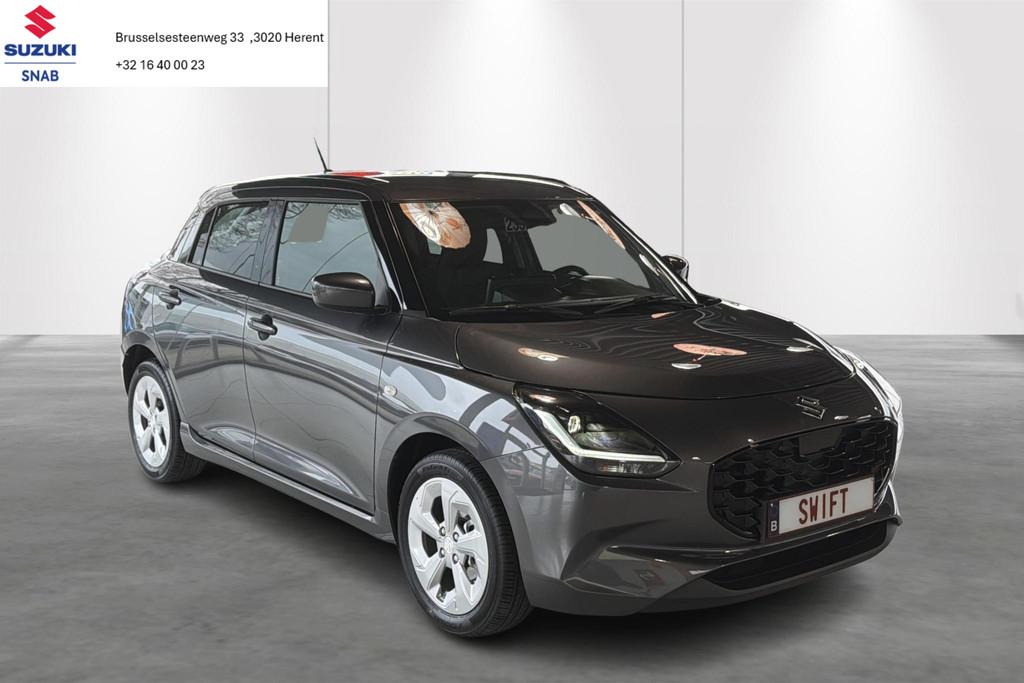 Suzuki Swift GL+-GPS-Carplay-Cam-Airco-Stoelverwarmig, Voorwielaandrijving, Stof, Zwart, 4 cilinders