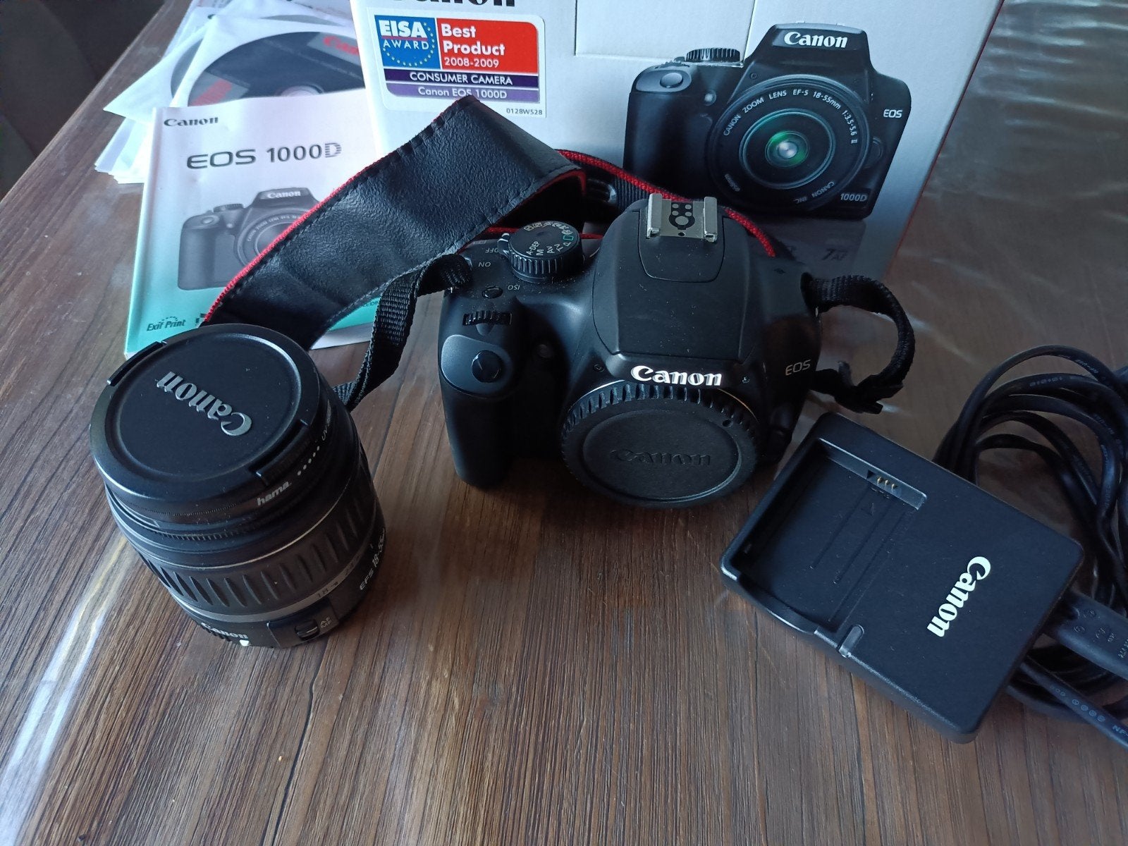Canon EOS 1000D + lens EF-S 18-55, Audio, Tv en Foto, Ophalen, Accu, Canon