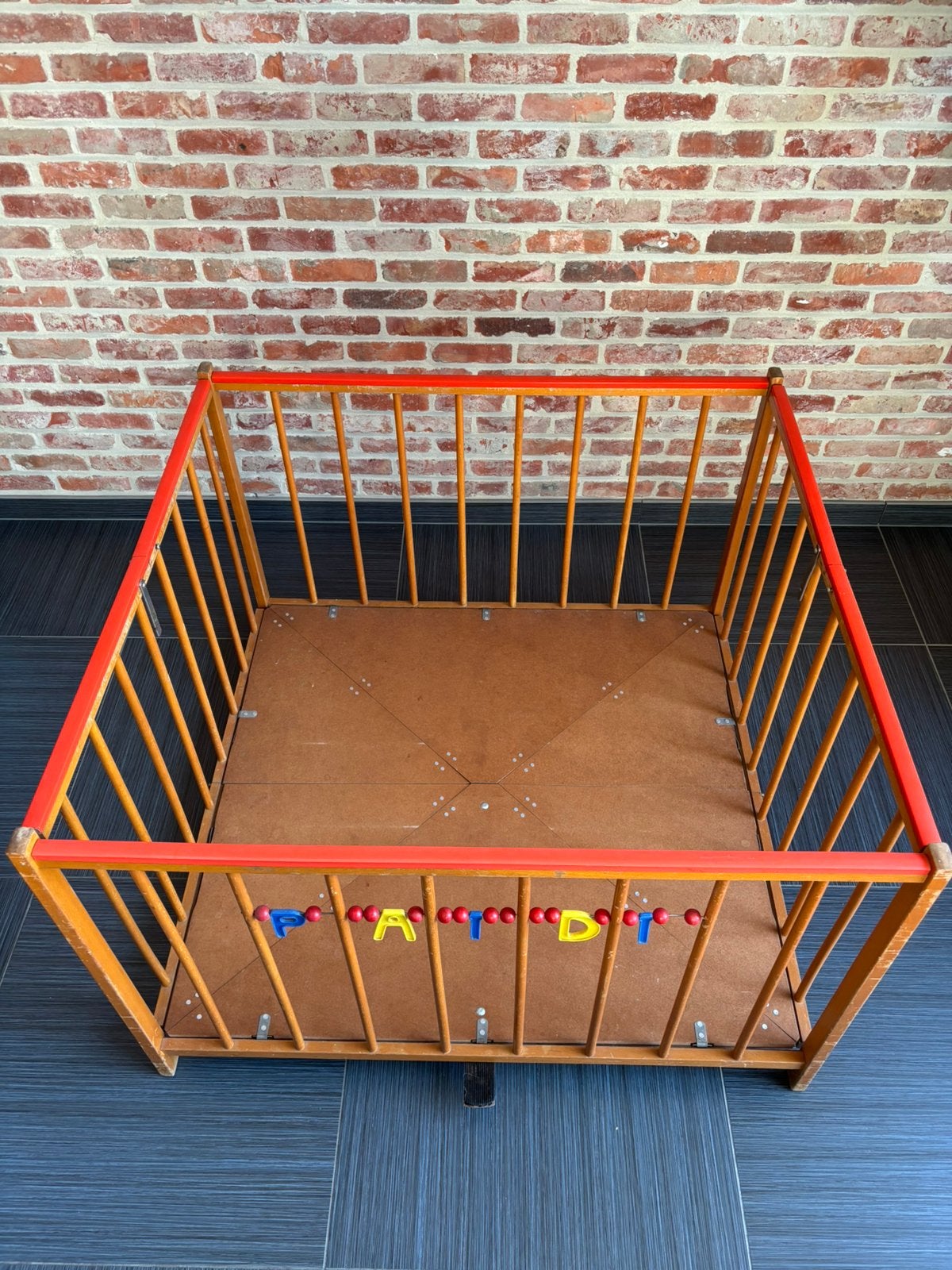 Groot houten park PAIDI makkelijk opbergbaar, Ophalen, Gebruikt, Vierkant, Boxkleed