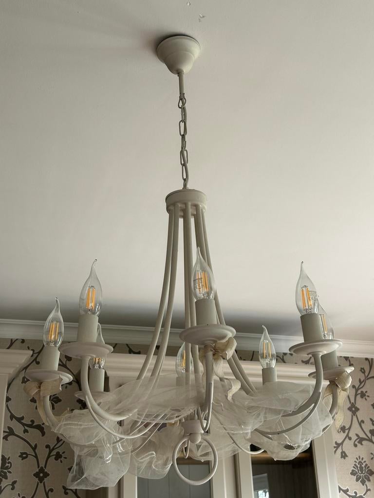 Ancien lustre 8 branches, Maison & Meubles, Lampes | Lustres, Enlèvement, Utilisé, Métal