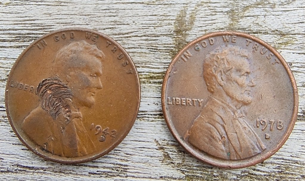 Twee Amerikaanse munten - One Cent - 1942 -1978, Postzegels en Munten, Ophalen of Verzenden, Noord-Amerika, Losse munt