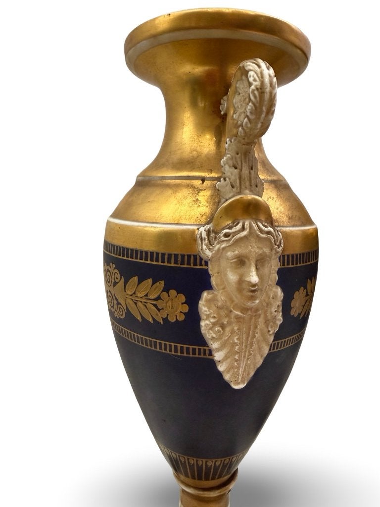 Paire de vases Empire Napoléon Ier Porcelaine de Paris XIXe, Enlèvement ou Envoi