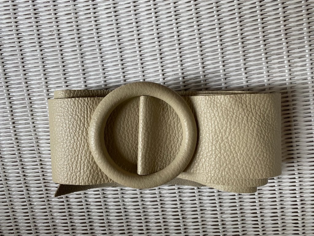 CELEST lichtbeige lederen riem - 1 maat, Overige kleuren, 3 tot 5 cm, Echt leder, Tailleriem