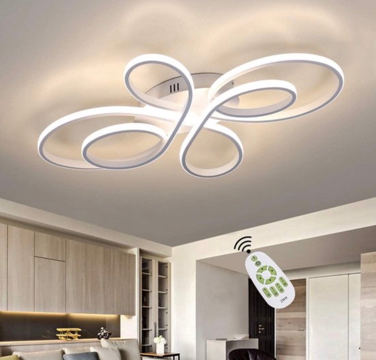 Grote Geometrische led plafondlamp wit 80cm dimbaar + remote, Huis en Inrichting, Lampen | Plafondlampen, Nieuw, Kunststof, Ophalen of Verzenden