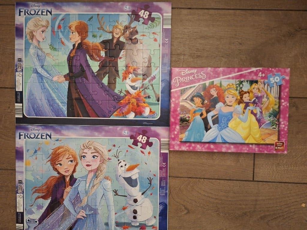 Puzzels Frozen en Prinses, Enlèvement, 10 à 50 pièces, Comme neuf, 4 à 6 ans