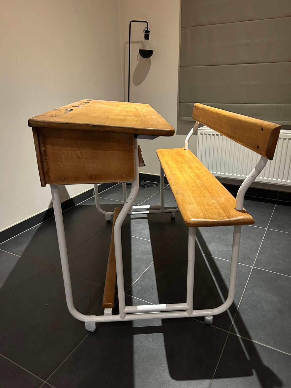Schoolbankje, Maison & Meubles, Bureaux, Enlèvement, Utilisé, Bois, Bureau d'écolier