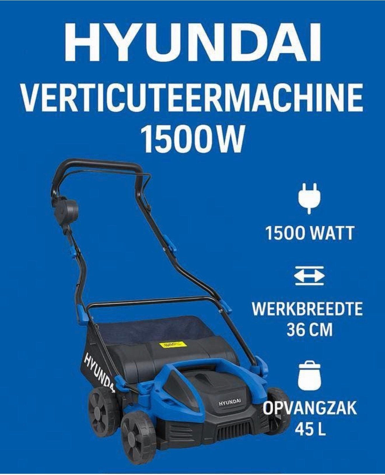 Electrische verticuteermachiene Hyundai 1500w, Tuin en Terras, Ophalen, Nieuw