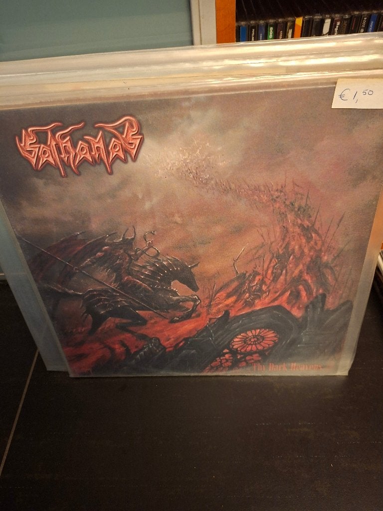 lp - sathanas - thy dark heavens - red vinyl - vak 6, Enlèvement ou Envoi, Comme neuf, Black metal, Vinyle coloré