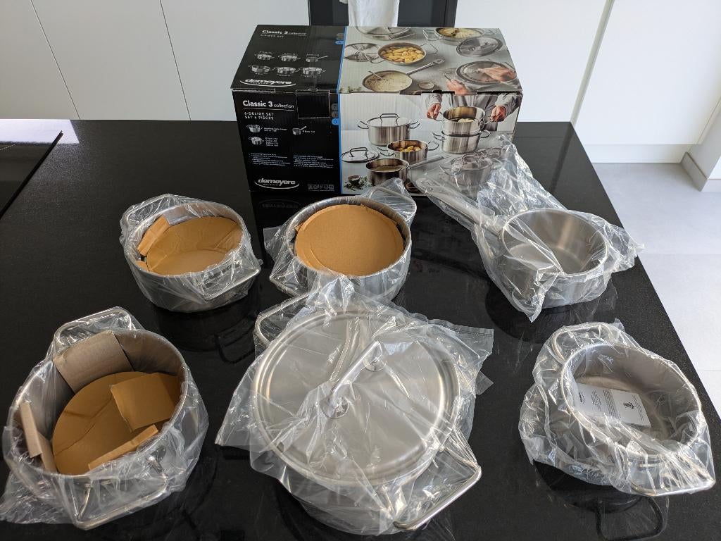 Demeyere Classic 3 6-delige kookpottenset, Huis en Inrichting, Ophalen, Overige materialen, Nieuw, Pannenset
