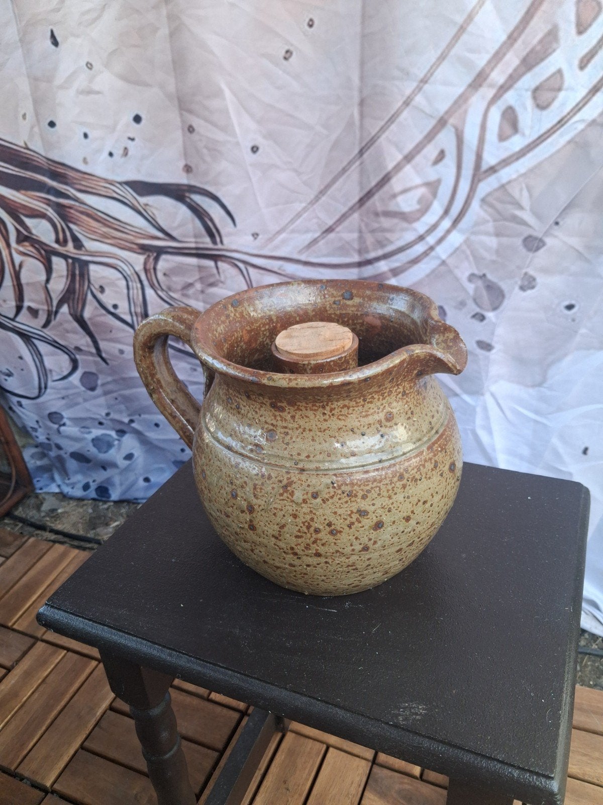 Vintage Franse design karaf grès pyrité – Guy Baudat, Ophalen of Verzenden, Zo goed als nieuw