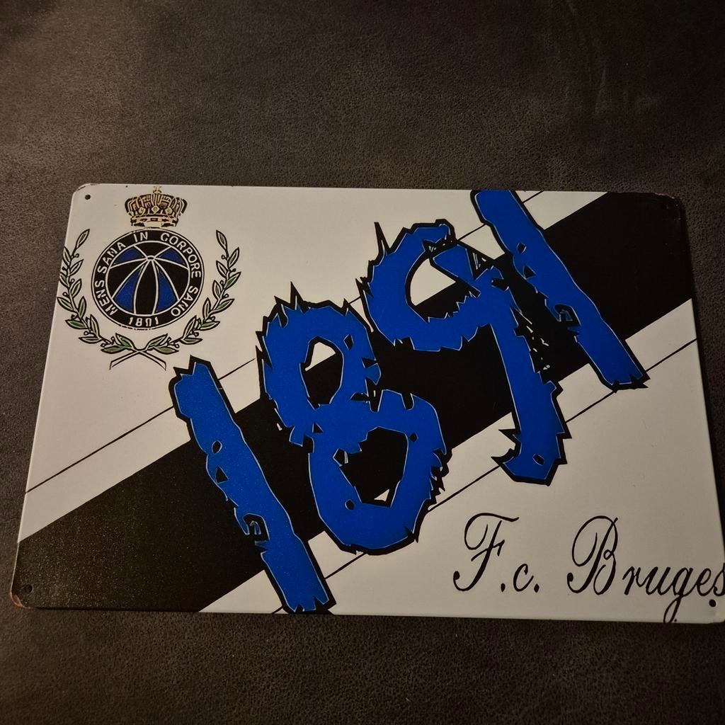 Metalen bord 1891 Club Brugge, Ophalen, Zo goed als nieuw, Overige typen