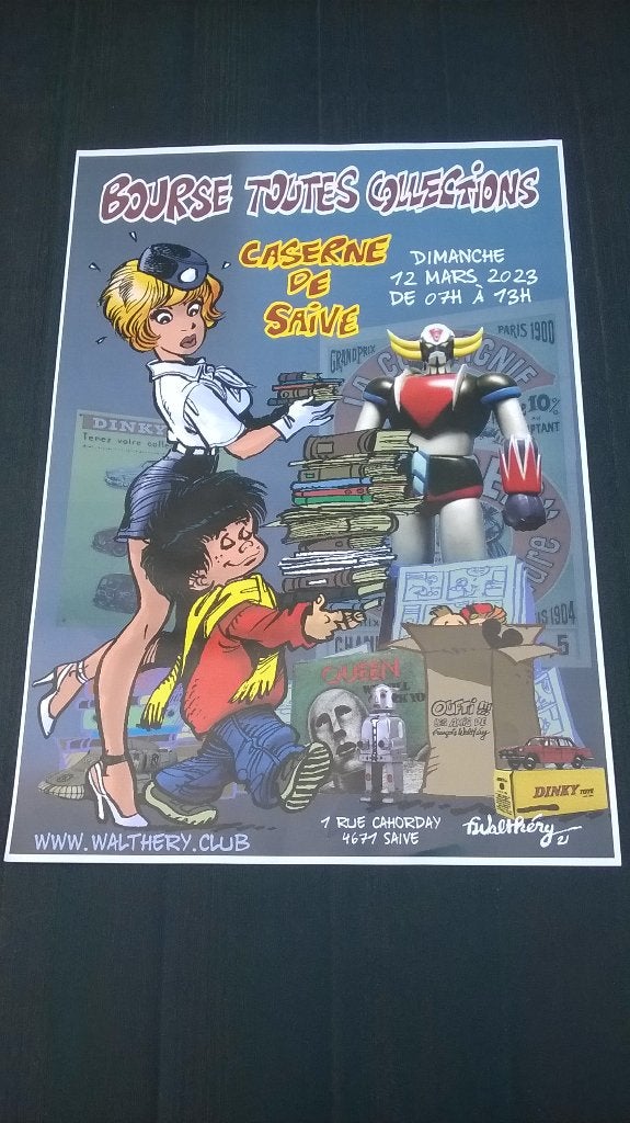 Walthéry: Poster Bourse toutes collections, Eén stripboek, Ophalen of Verzenden, Francois Walthéry, Zo goed als nieuw