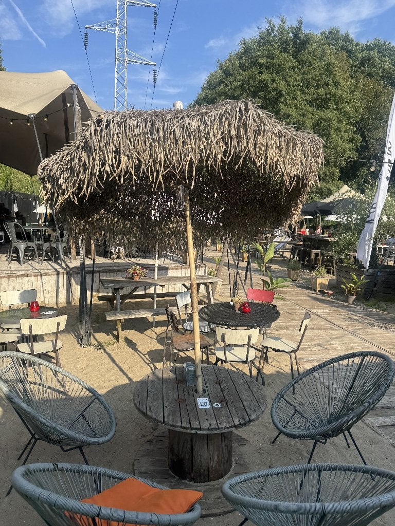 Rieten parasol, Tuin en Terras, Ophalen, Gebruikt