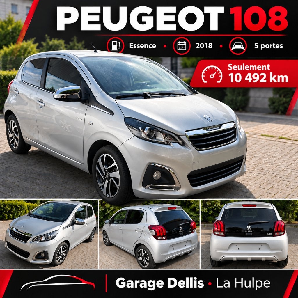 Peugeot 108 Style, Autos, Argent ou Gris, Euro 6, Entreprise, Garantie prolongée