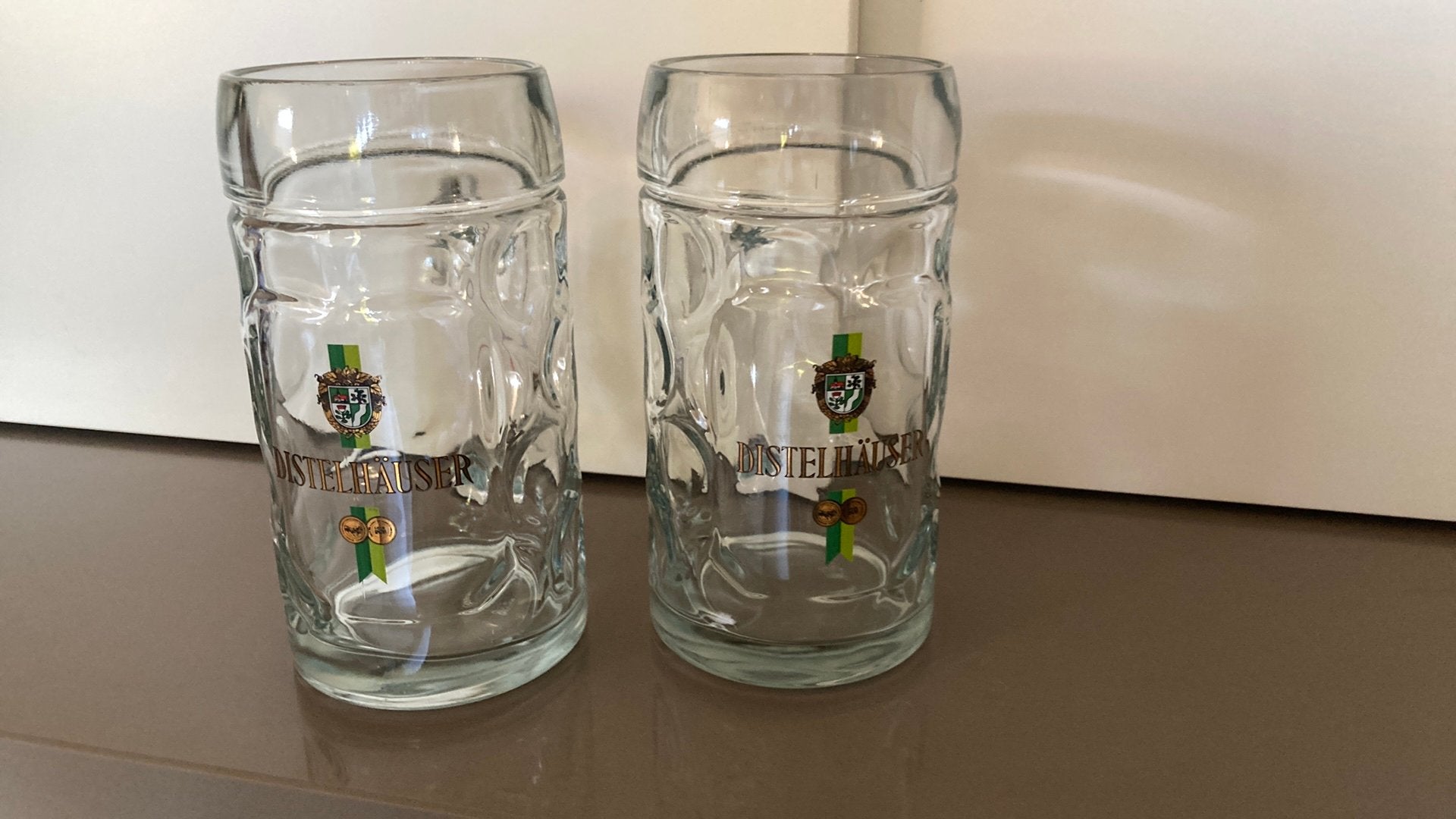 2 Distelhaüser bierglazen, inhoud 0,5 l, Verzamelen, Glas en Drinkglazen, Ophalen, Nieuw, Bierglas