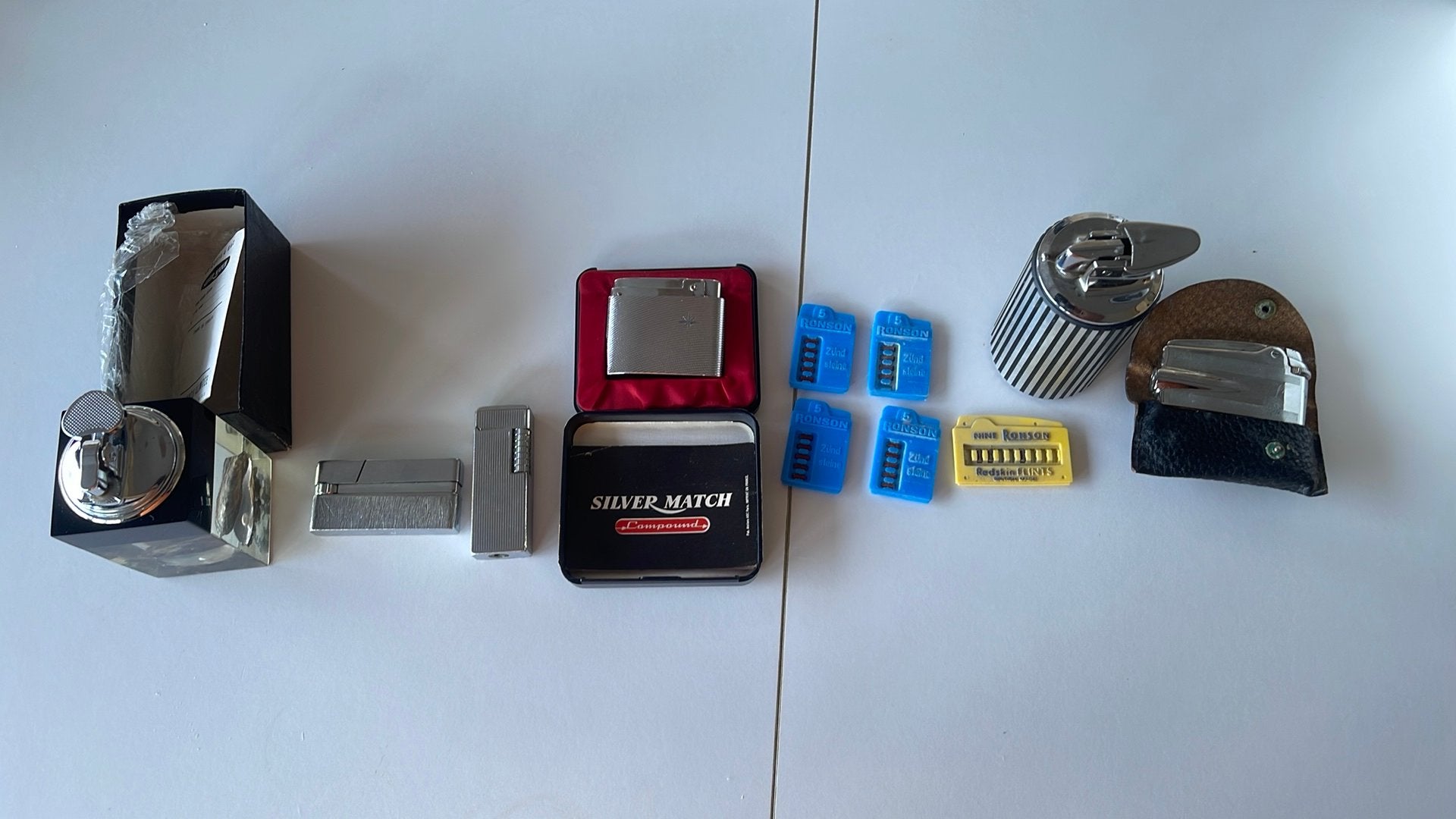 Zes aansrekers silver match en Ronson, Ophalen, Gebruikt, Aansteker